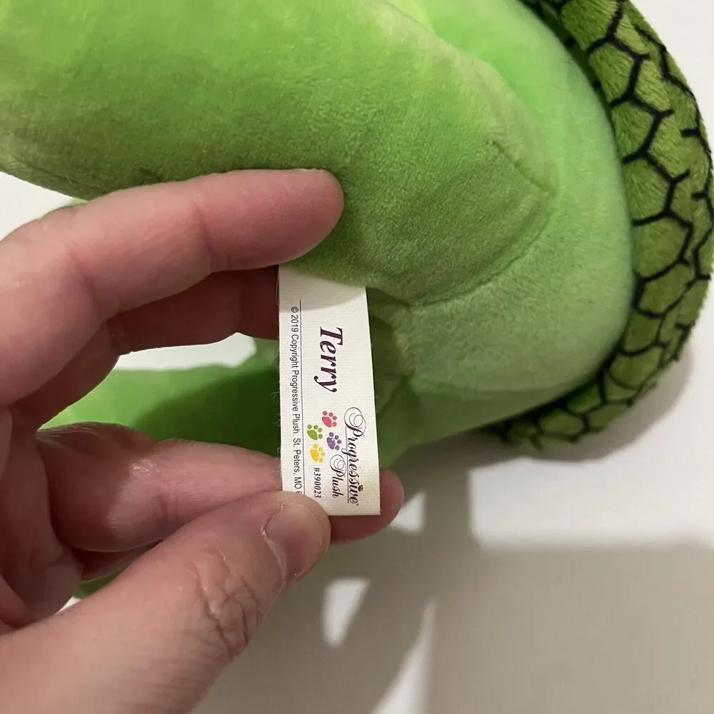 2019 Progressive Plush Terry Green Turtle Plush Tortoise Stuffed Animal Toy 10”
